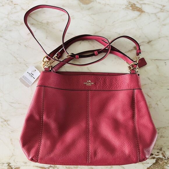 COACH Lexy Rouge Pink Pebbled Leather Shoulder Bag - Picture 1 of 11